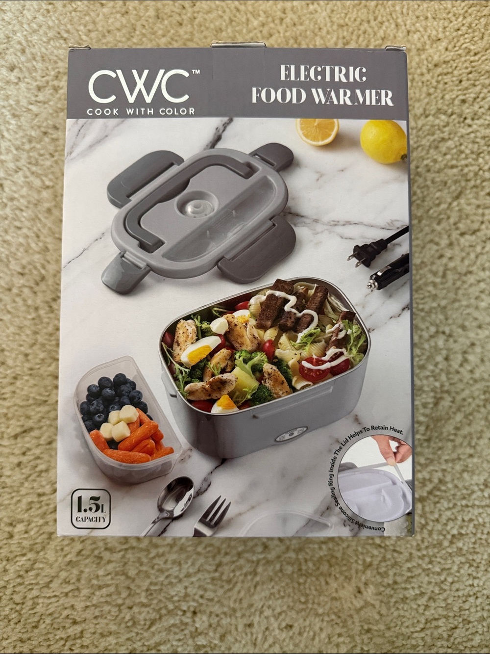 CWC Electric Food Warmer - Gray Portable Lunch Box